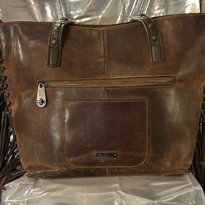 Brown w/dark brown fringe Montana West over shoulder tote.